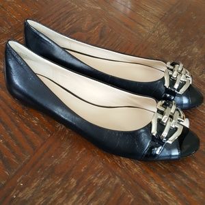 Nine West leather peep toe flats